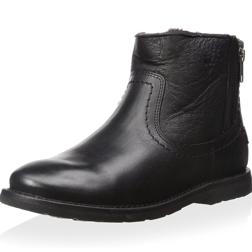 Rare FRYE Boots CELIA SHEARLING BOOTIE Double Zip Fur Lined Leather Size 8